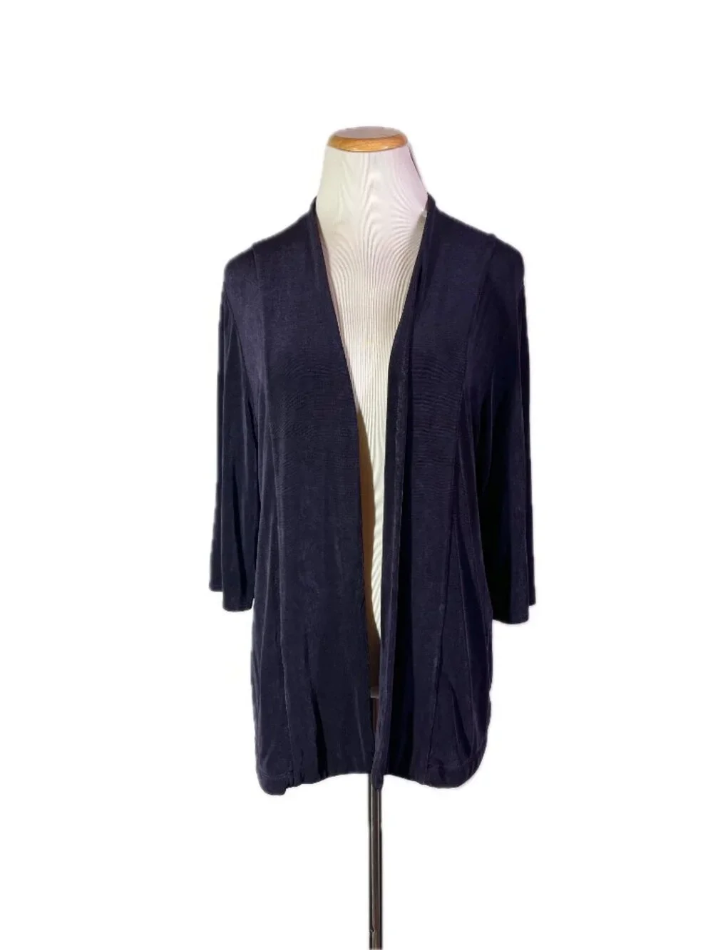 Chico's Travelers Size 2 (L) Purple Slinky Knit Open-Front Cardigan Jacket